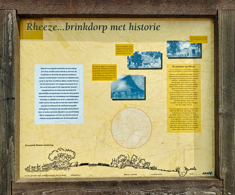 Bord bij de ingang van Rheeze